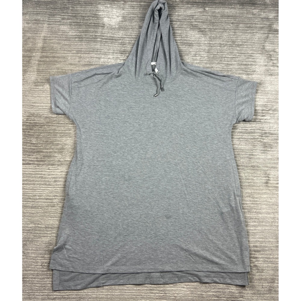 Cable & Gauge Tunic Hoodie Womens 2X Grey Short Sleeve Studio Relaxed Knit Top